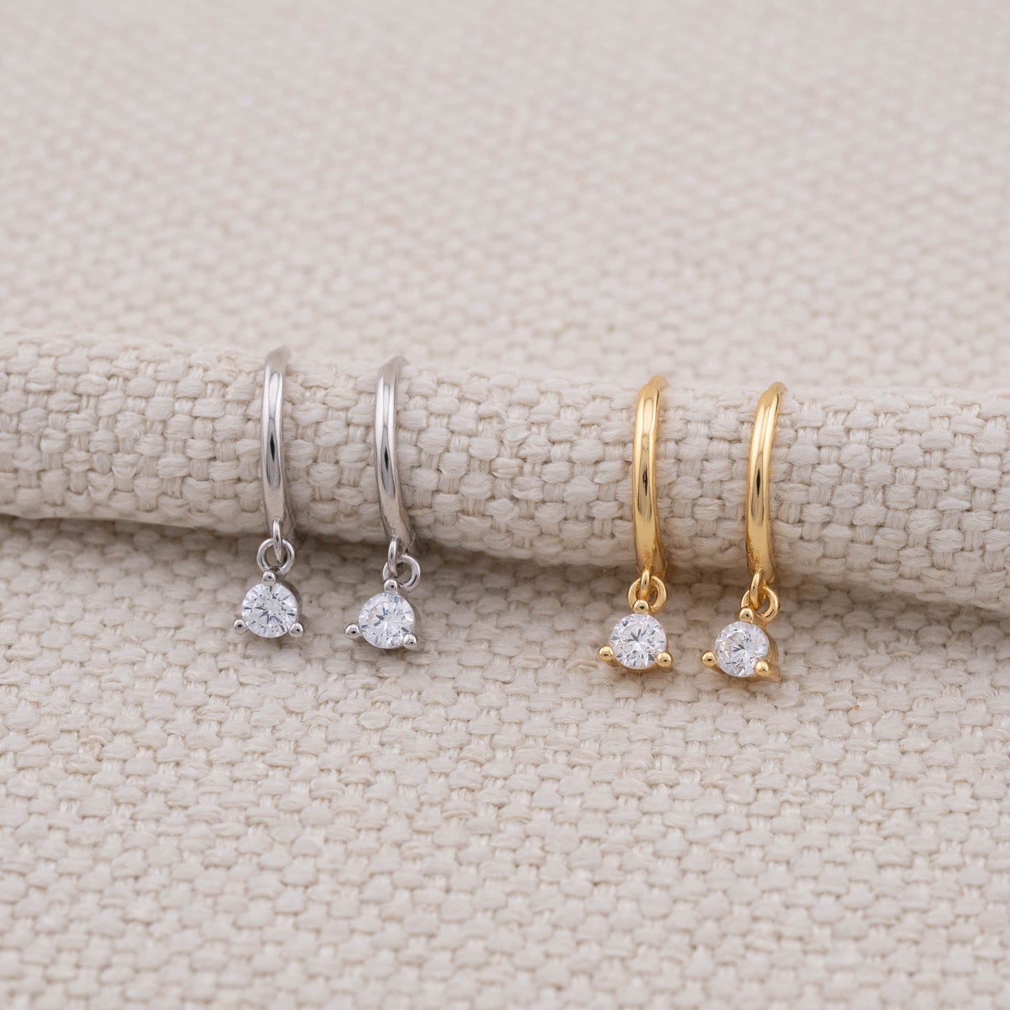 Tiny hoop minimalist charm earrings