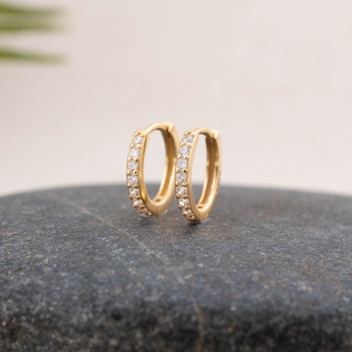 Pave hoop stacking earrings