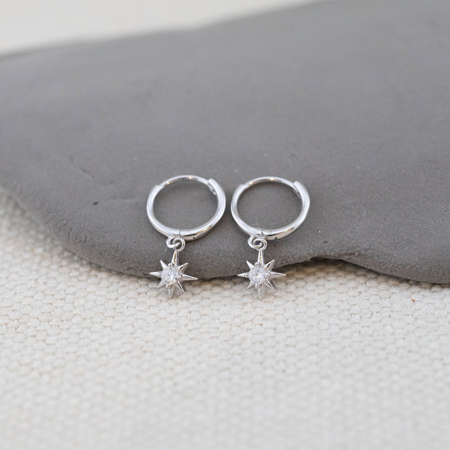 Celestial minimalistic tiny huggie hoop