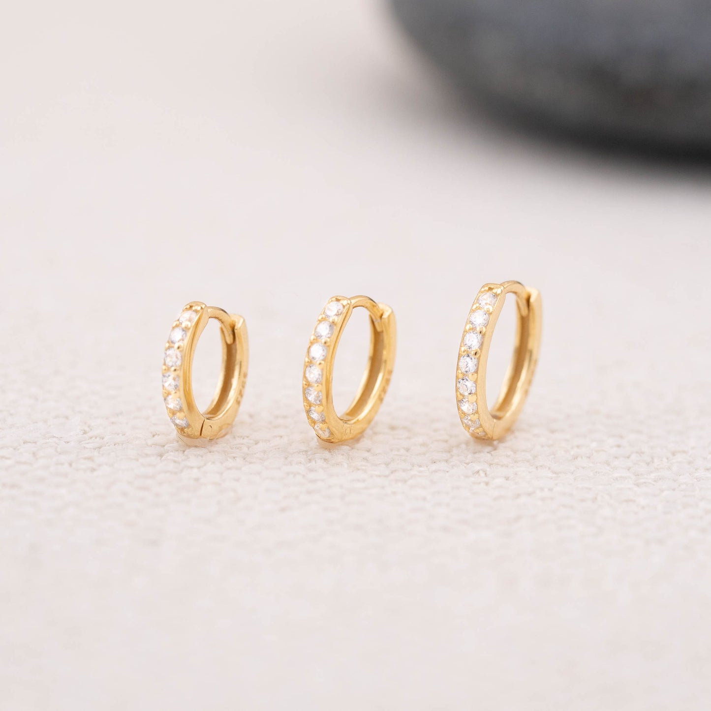 Pave hoop stacking earrings
