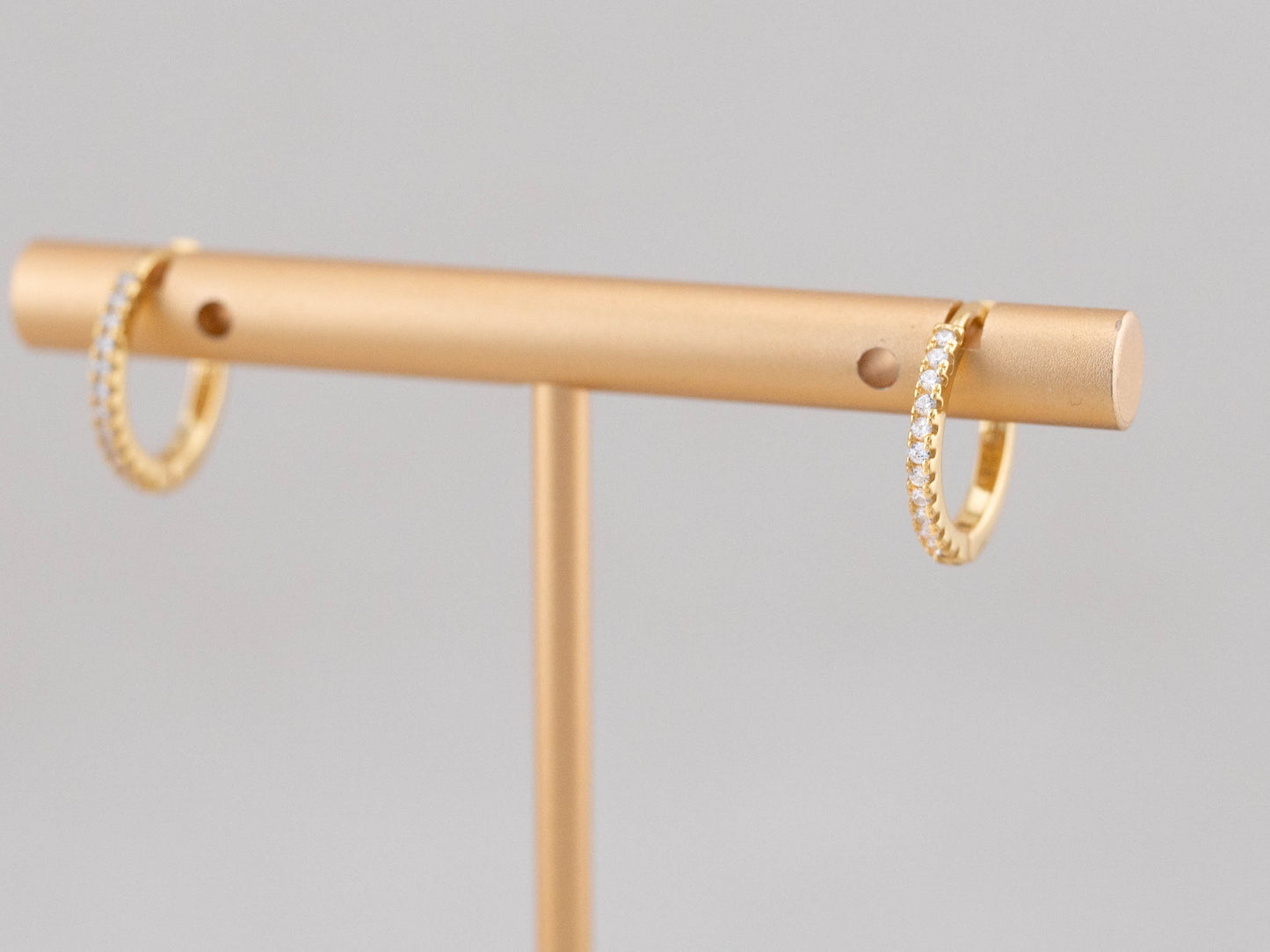 Pave diamond huggie hoop earrings set