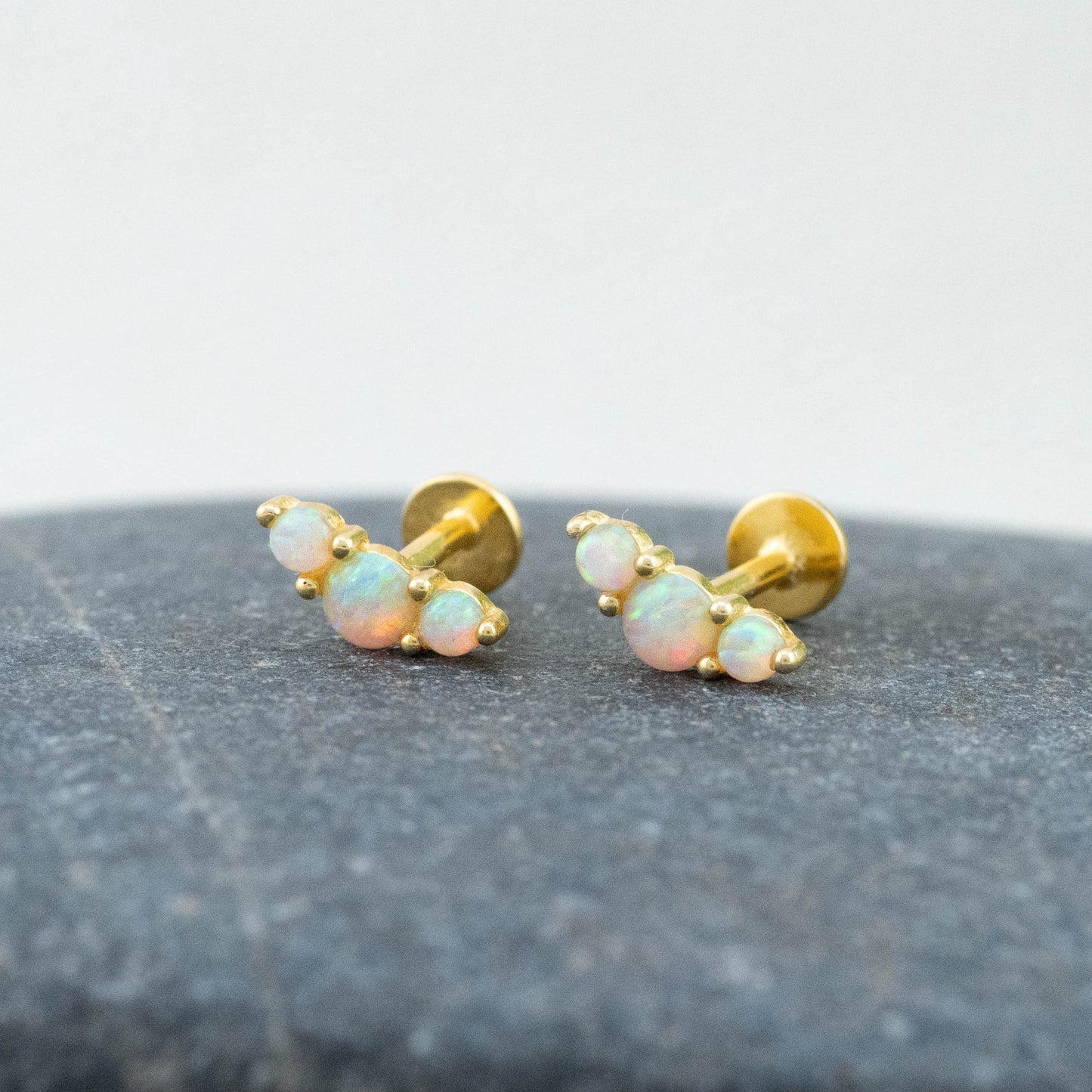Opal flatback stud piercing earring