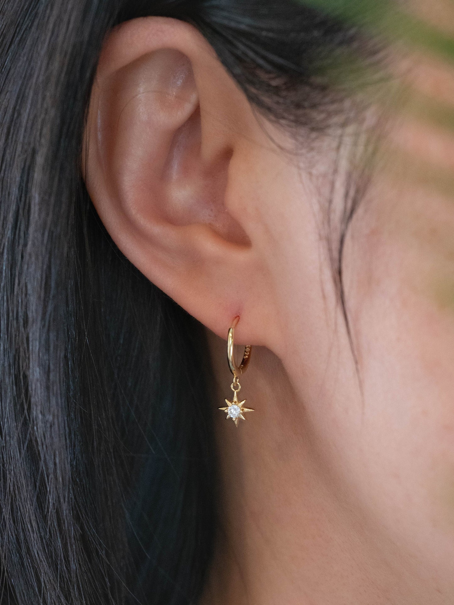 Celestial minimalistic tiny huggie hoop