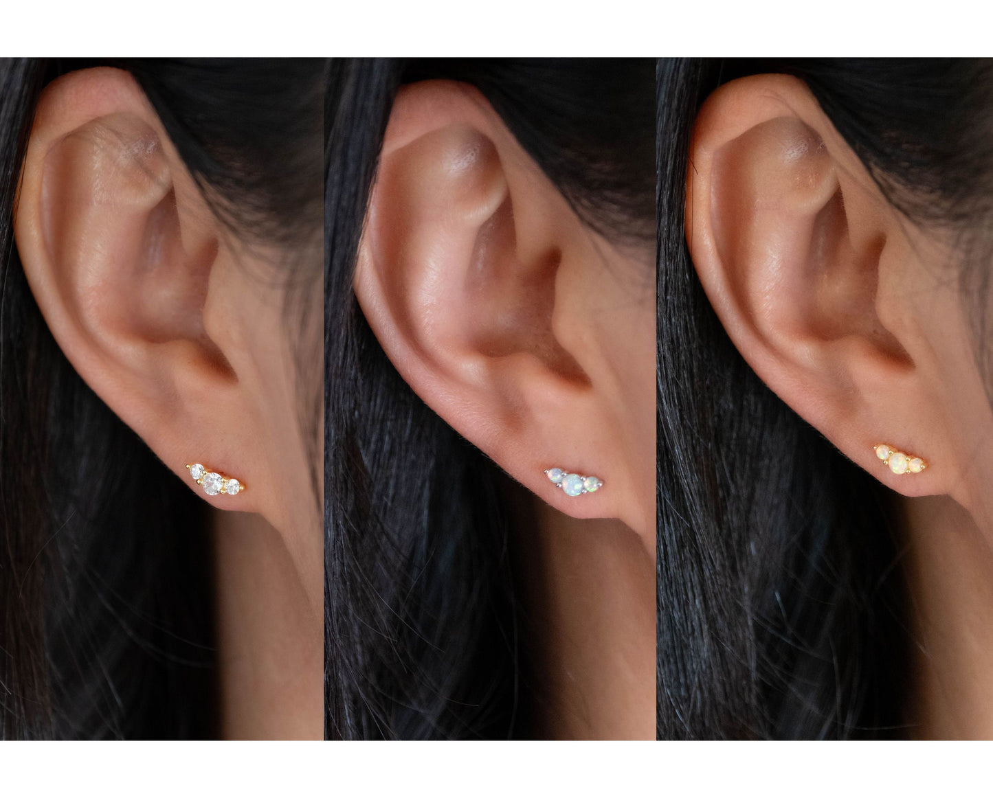 Opal flatback stud piercing earring