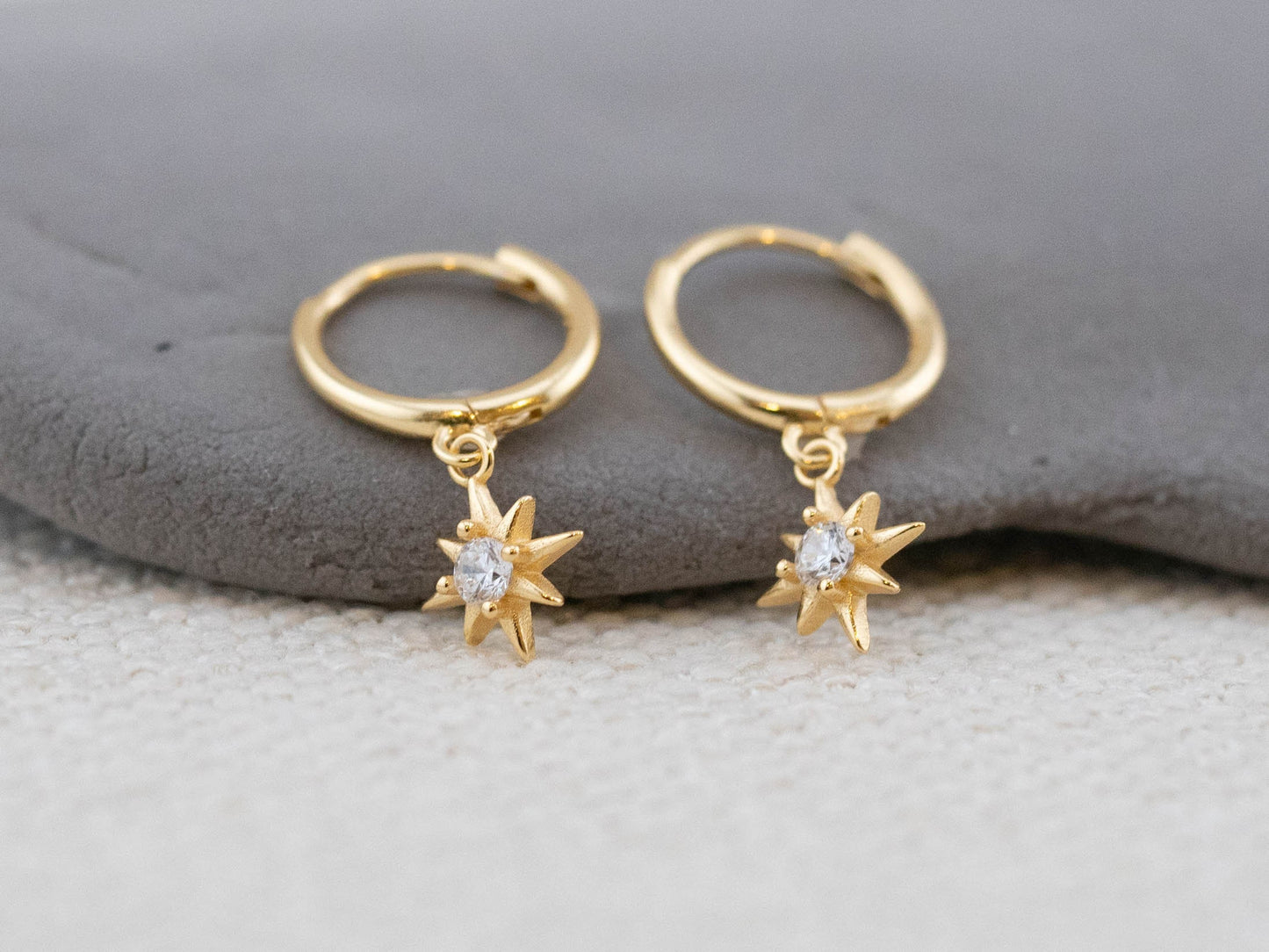 Celestial minimalistic tiny huggie hoop