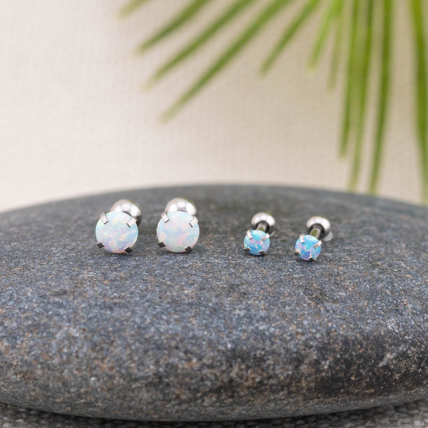 Small fire opal screw back titanium piercing