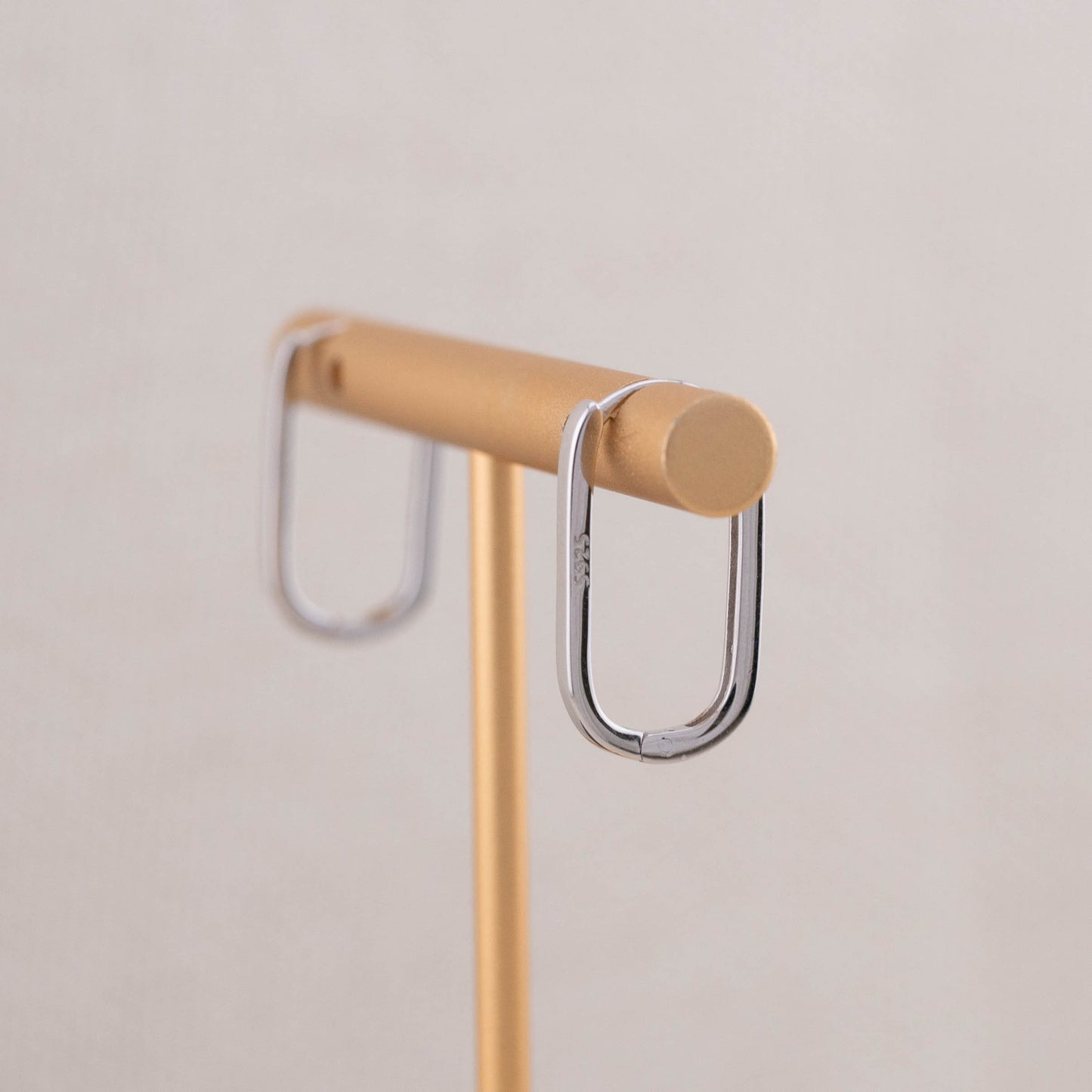 Gold hoop earring rectangle stacking set