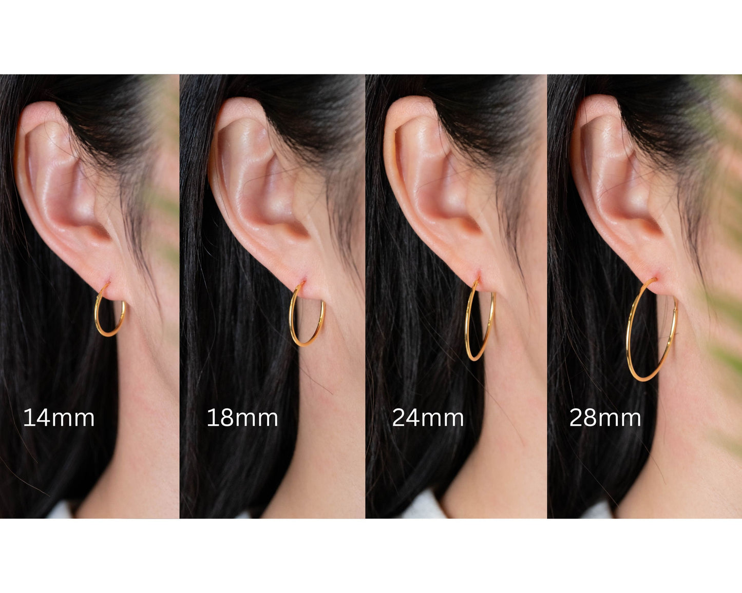 Gold filled thin hoop set of 2 or 3 pairs