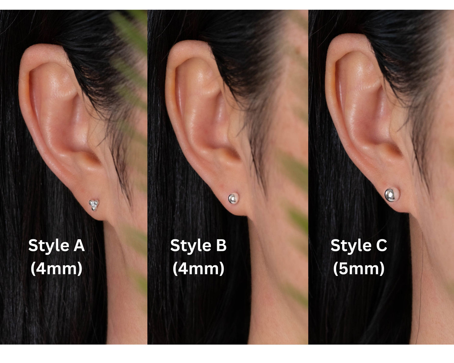 Tiny stud ball earrings set