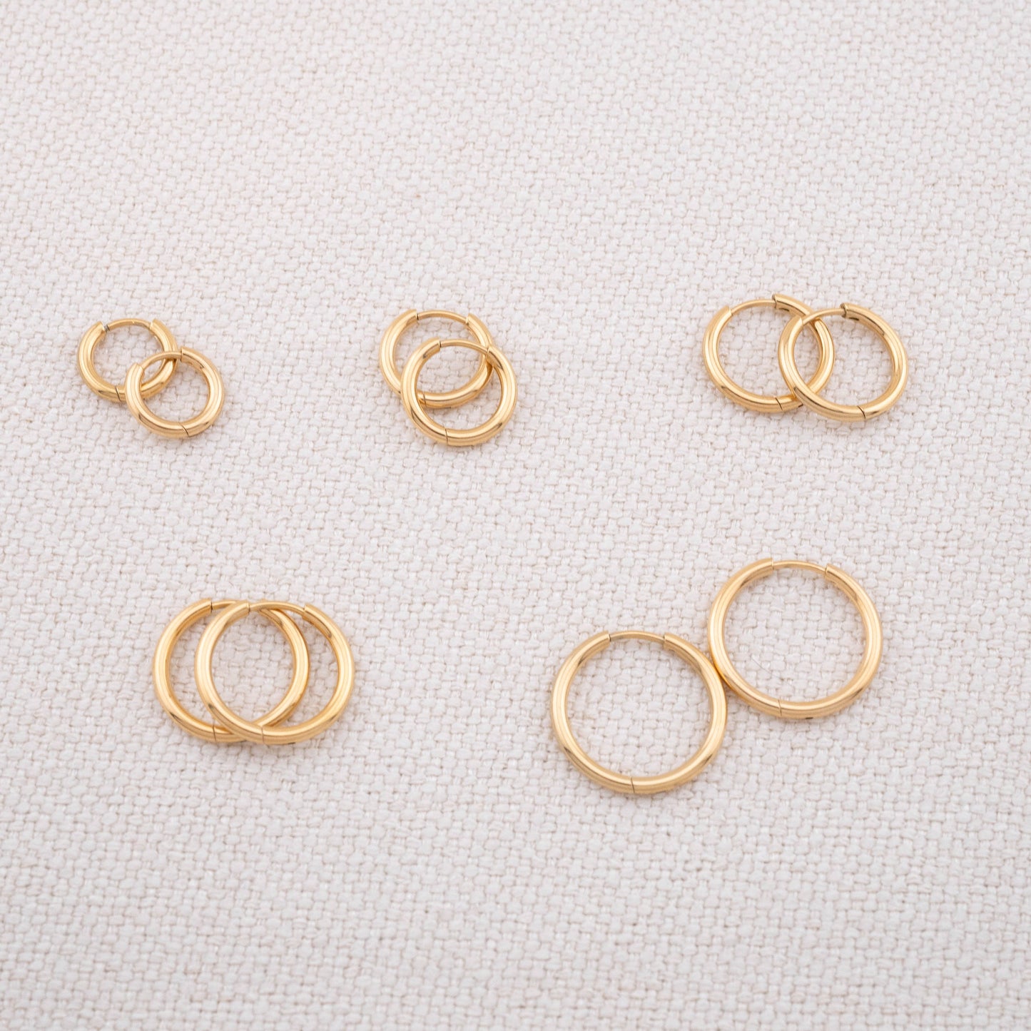 3 pairs gold hoop earrings set