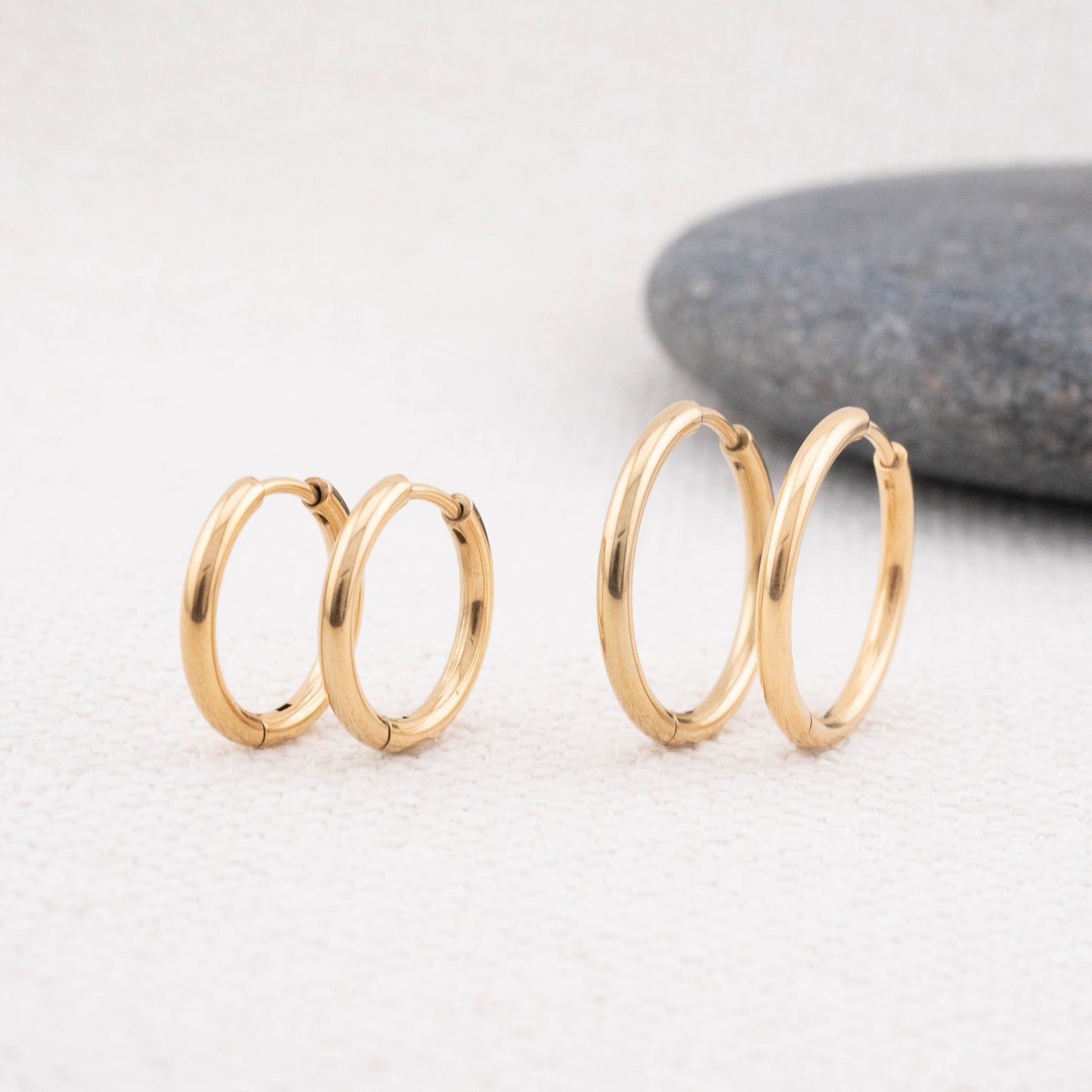3 pairs gold hoop earrings set of 3 for multiple piercings, stacking earring set of three, small gold huggie hoop hinged, giftful for her