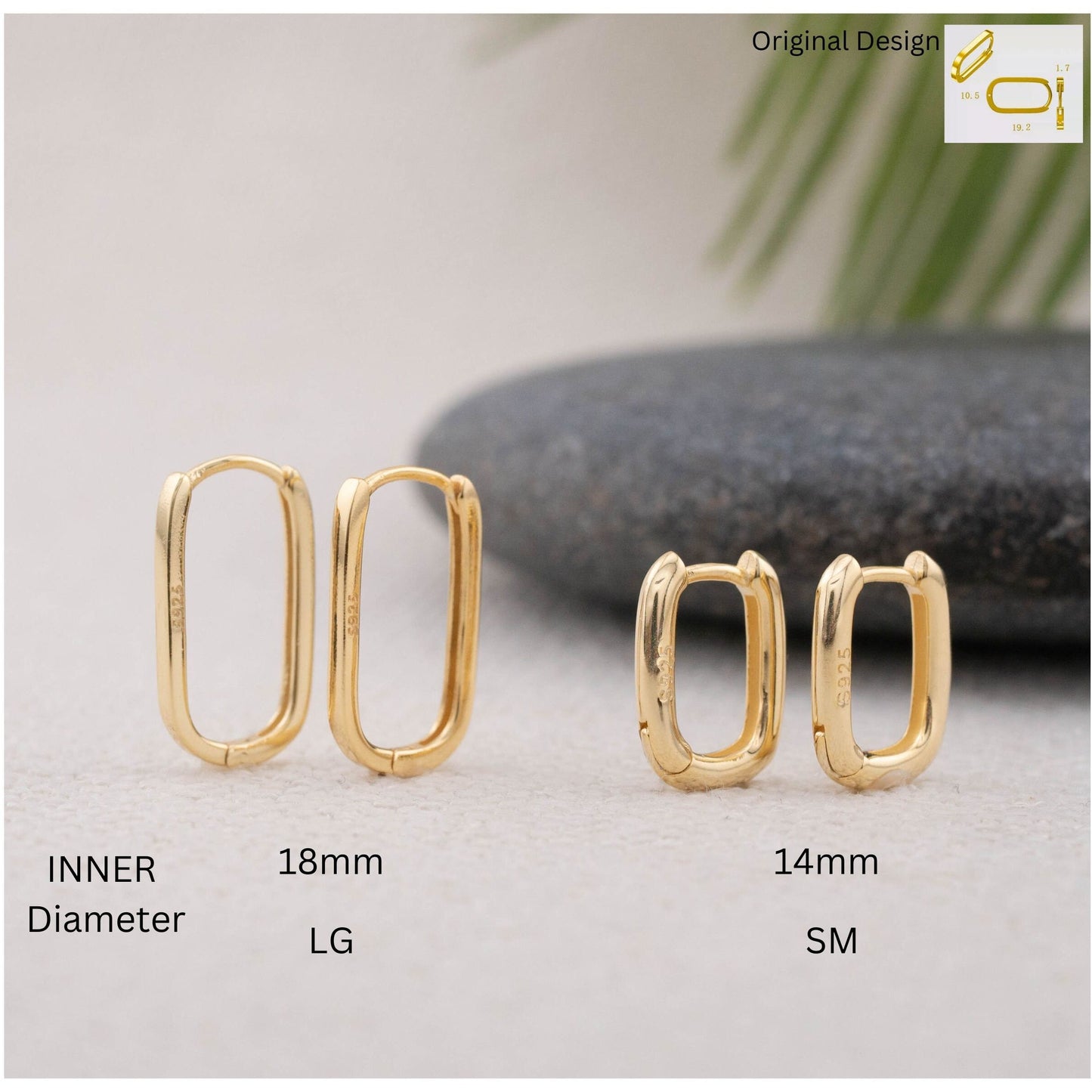 Minimalist rectangular stacking hoop set