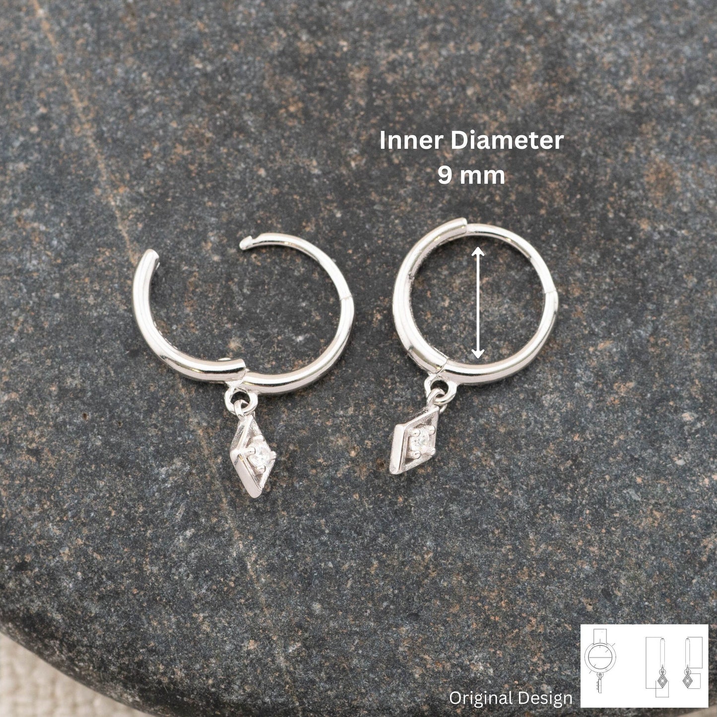 Tiny charm dainty huggies earring, dangle drops silver stacking huggy, minimalistic giftful earrings, christmas giftful, gift for daughter