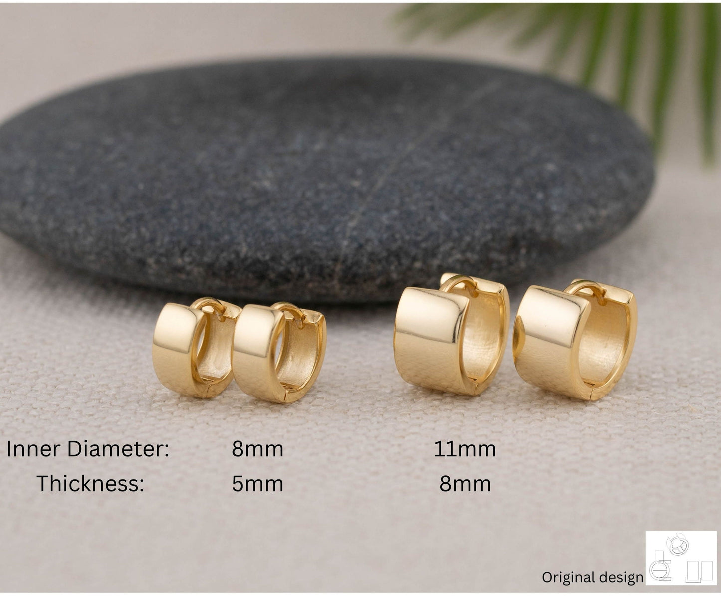 Minimalistic thick small huggie hoop