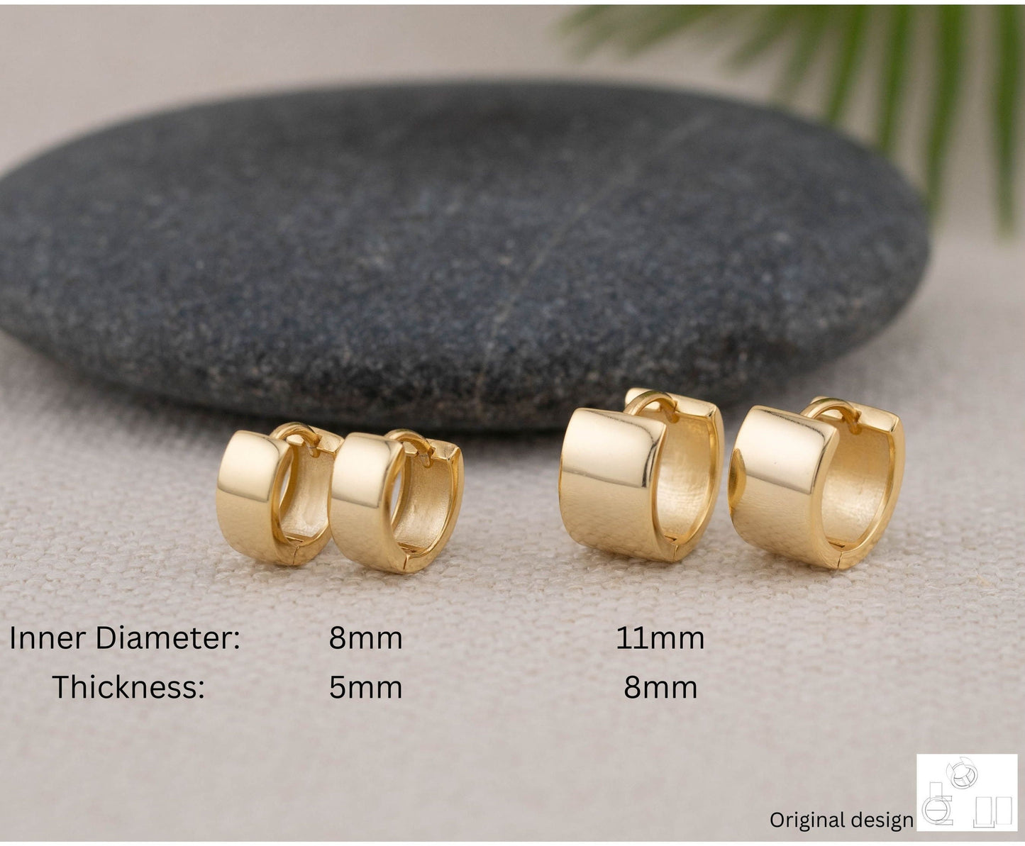 Minimalistic thick chunky huggie hoop