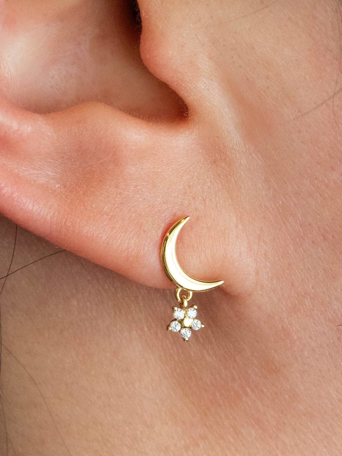 Celestial star moon stud earrings