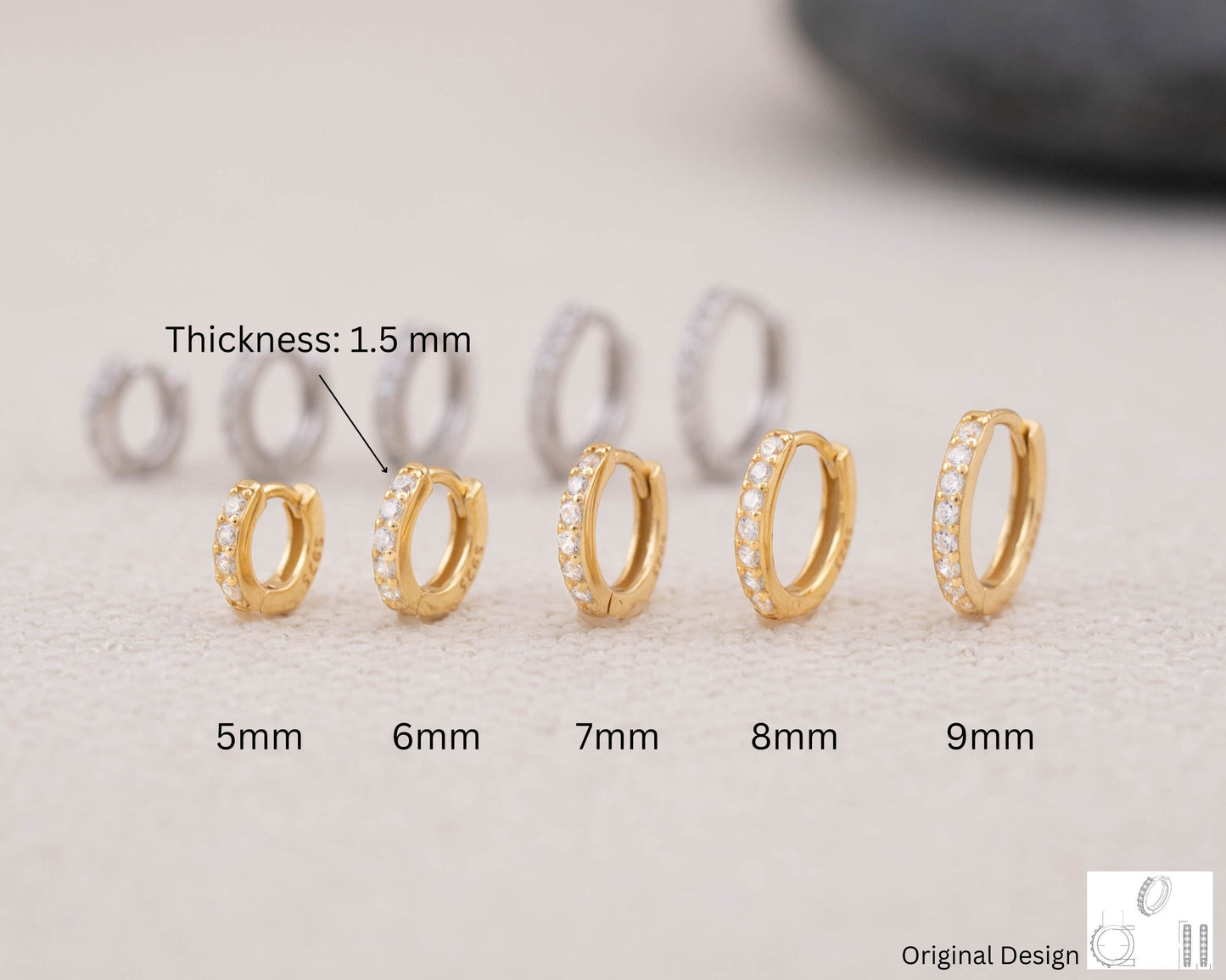 Pave hoop stacking earrings