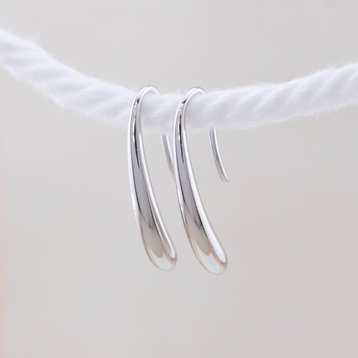 Solid sterling silver artful tear drop earrings for everyday stacking, minimalistic perfect gift for her boxed, anti-tarnish hypoallergenic