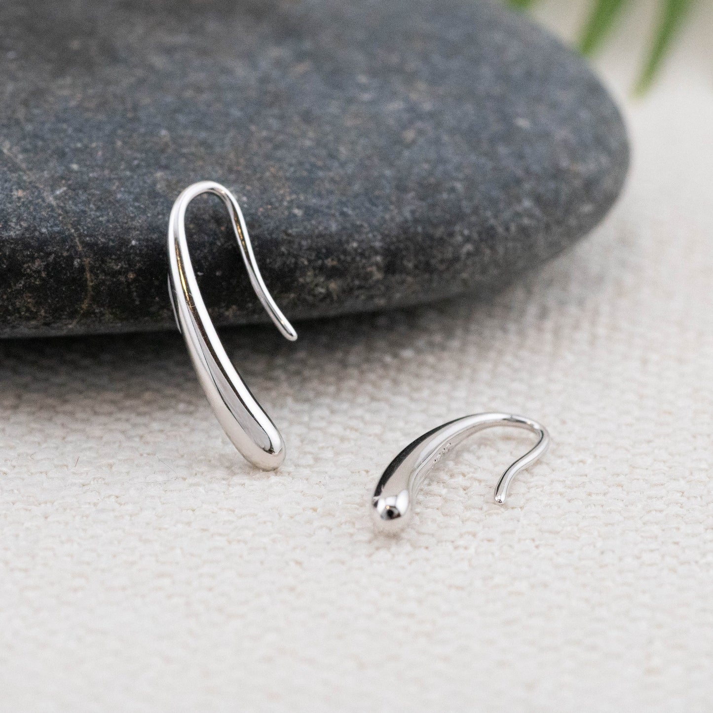 Solid sterling silver artful tear drop earrings for everyday stacking, minimalistic perfect gift for her boxed, anti-tarnish hypoallergenic