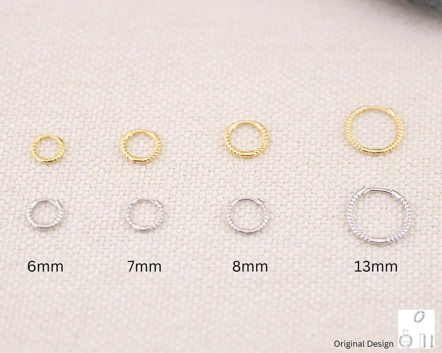 Twisted huggy earrings set of 2 or 3