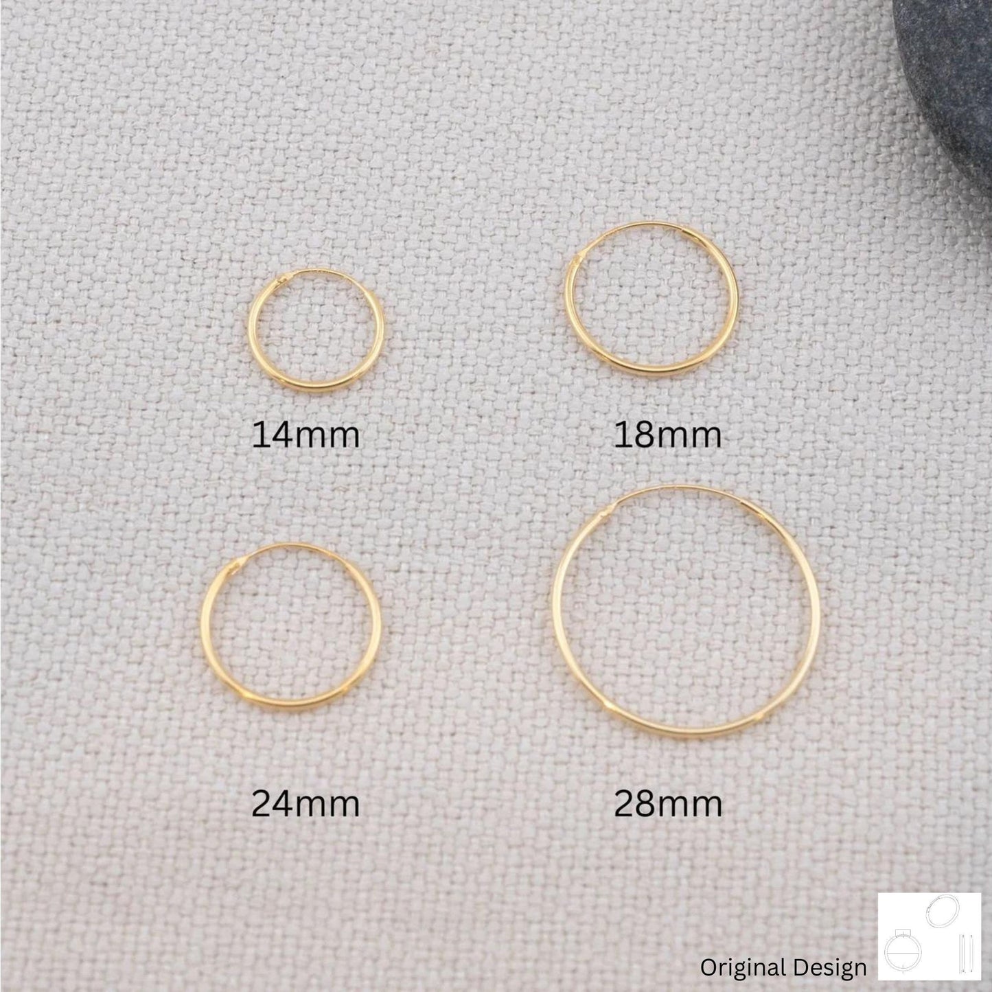 Gold filled thin hoop set of 2 or 3 pairs