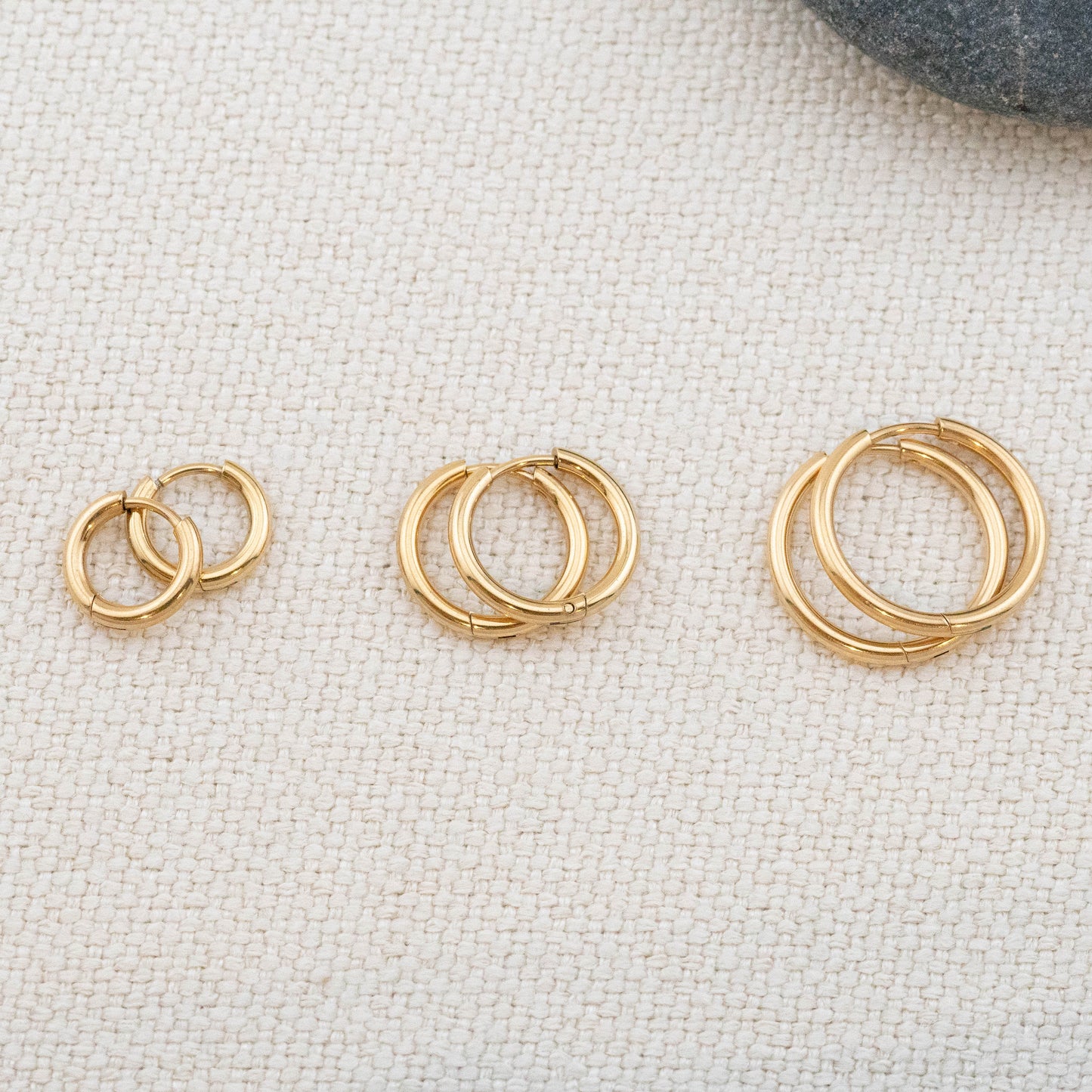 3 pairs gold hoop earrings set of 3 for multiple piercings, stacking earring set of three, small gold huggie hoop hinged, giftful for her