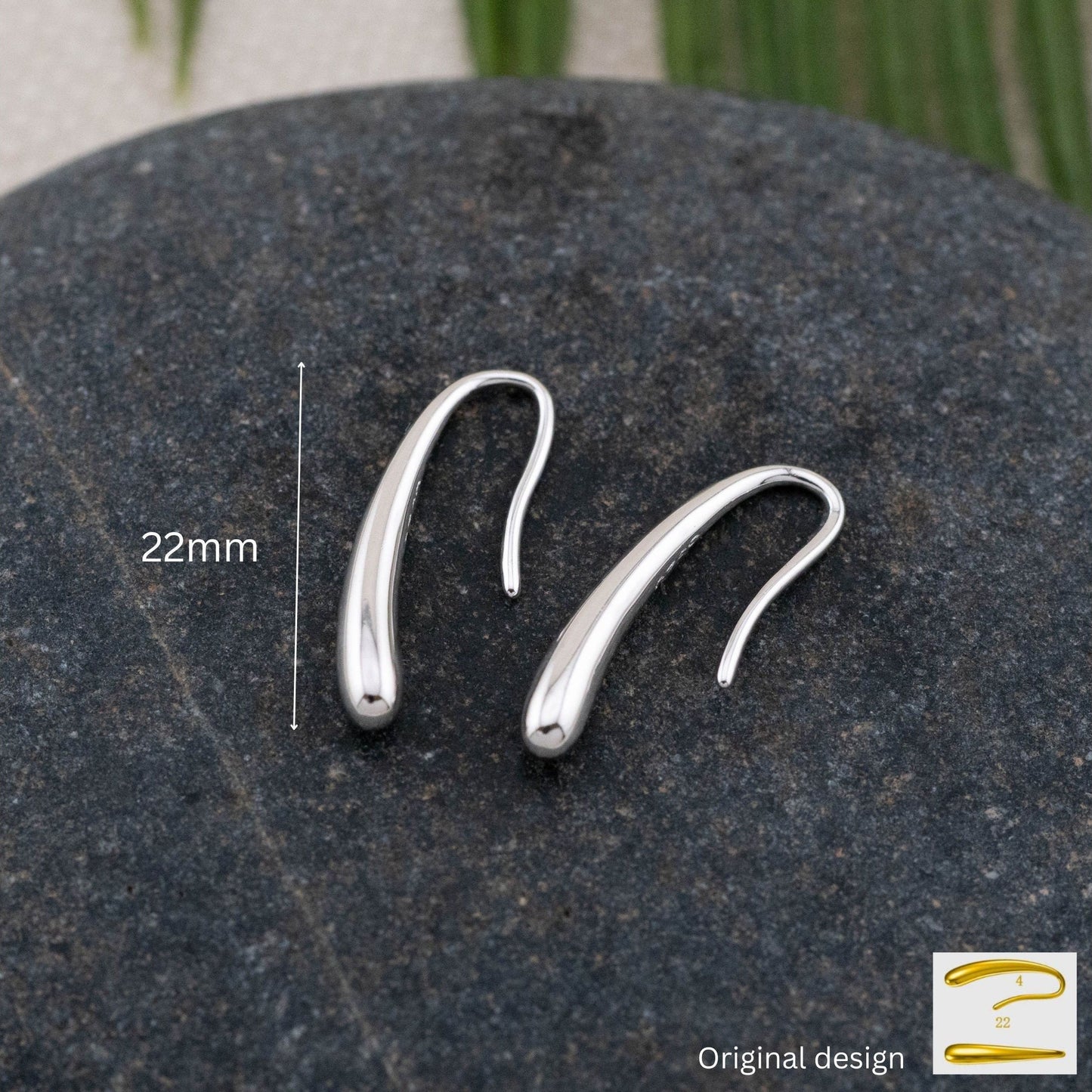 Solid sterling silver artful tear drop earrings for everyday stacking, minimalistic perfect gift for her boxed, anti-tarnish hypoallergenic