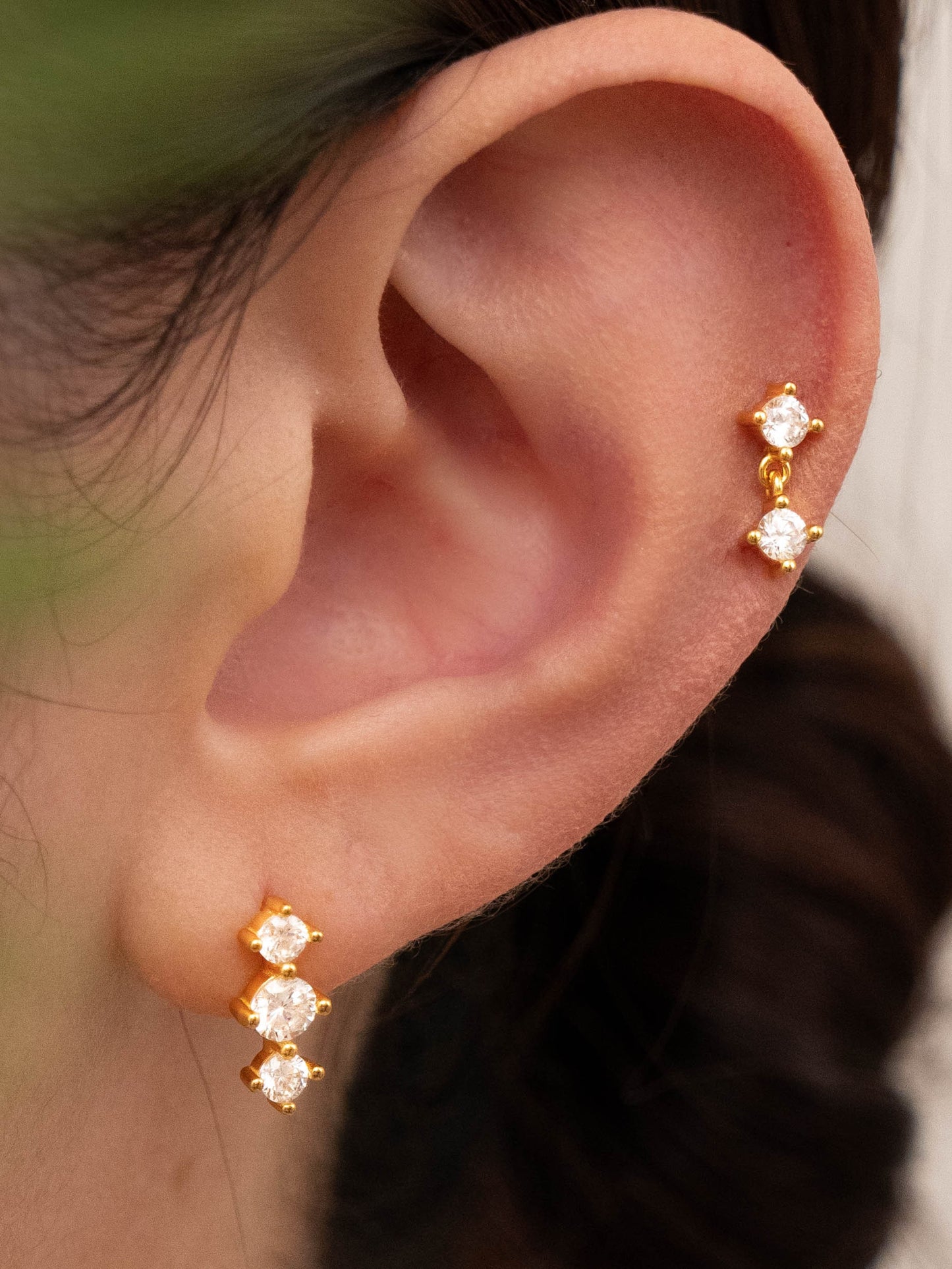 Tiny opal dainty stud stacking set