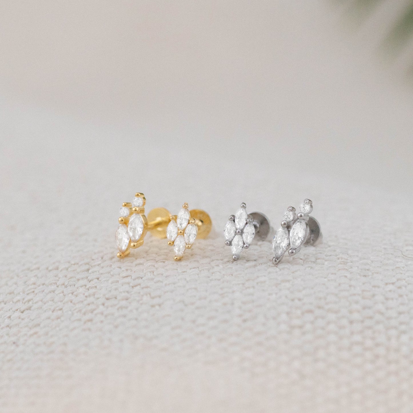 Tiny diamond cz flatback studs