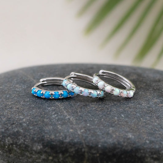 Opal hoop earrings