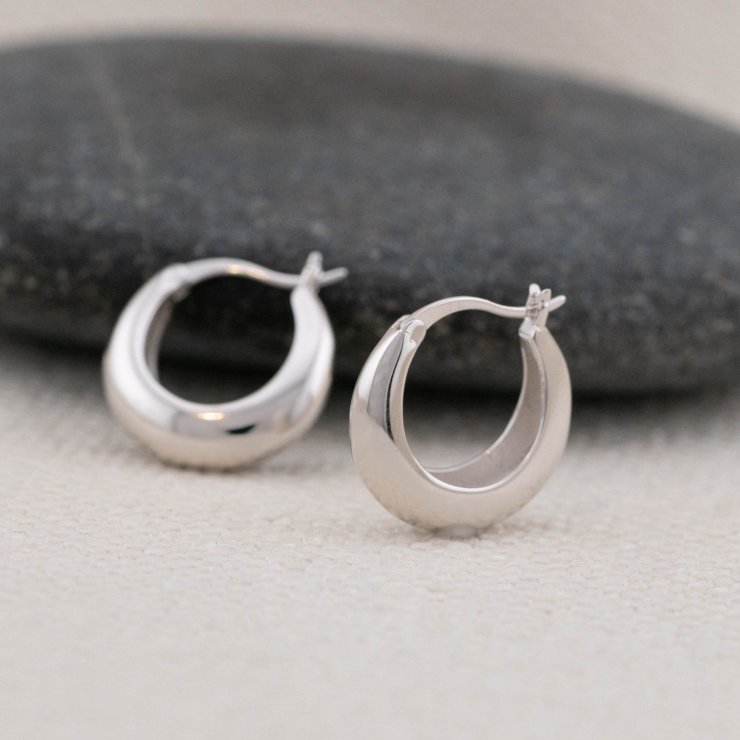 Chunky small gold hoops, Thick hoop earrings, chubby simple minimalist waterproof jewelry, Christmas giftful boxed, modern graduation gift