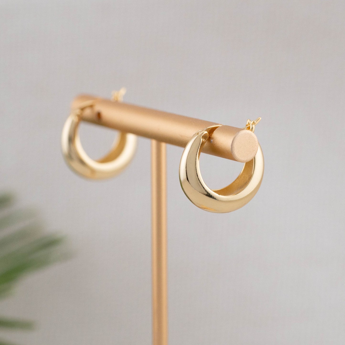 Chunky small gold hoops, Thick hoop earrings, chubby simple minimalist waterproof jewelry, Christmas giftful boxed, modern graduation gift