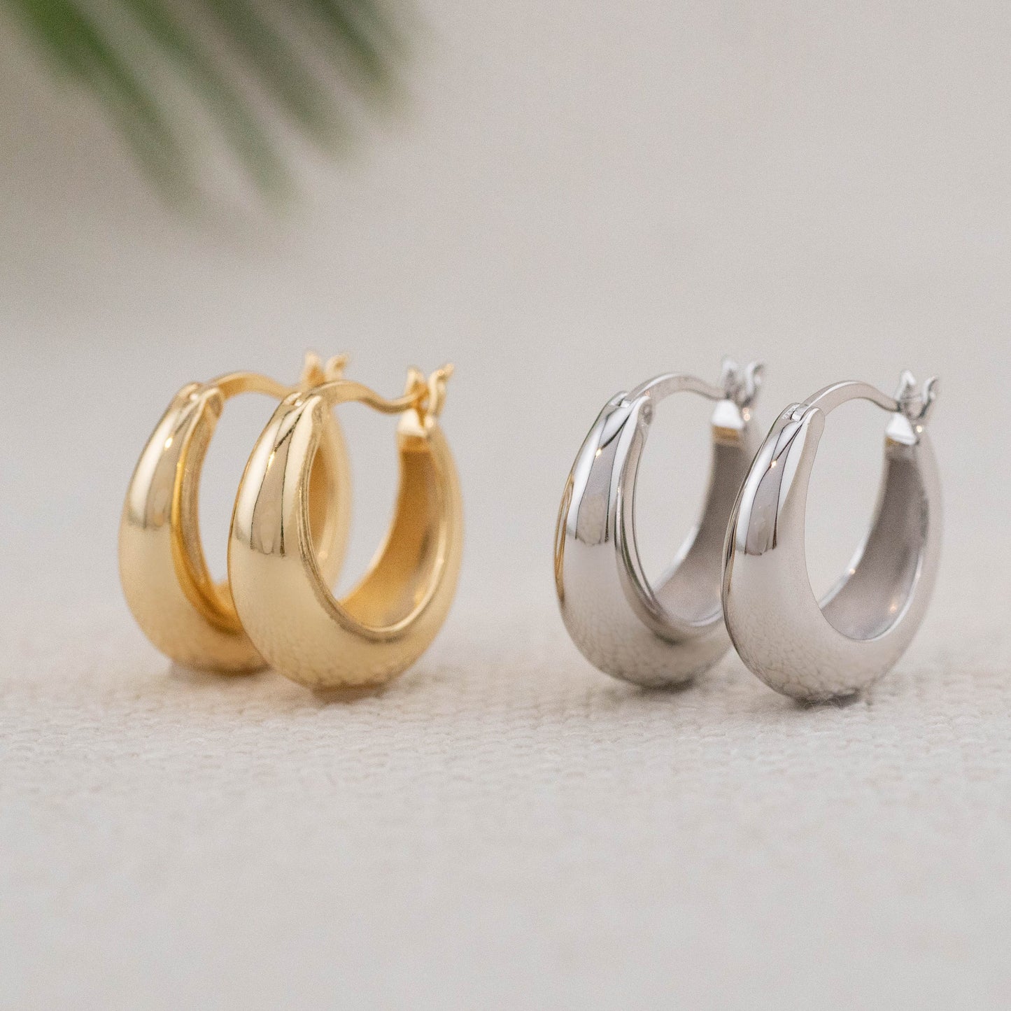 Chunky small gold hoops, Thick hoop earrings, chubby simple minimalist waterproof jewelry, Christmas giftful boxed, modern graduation gift