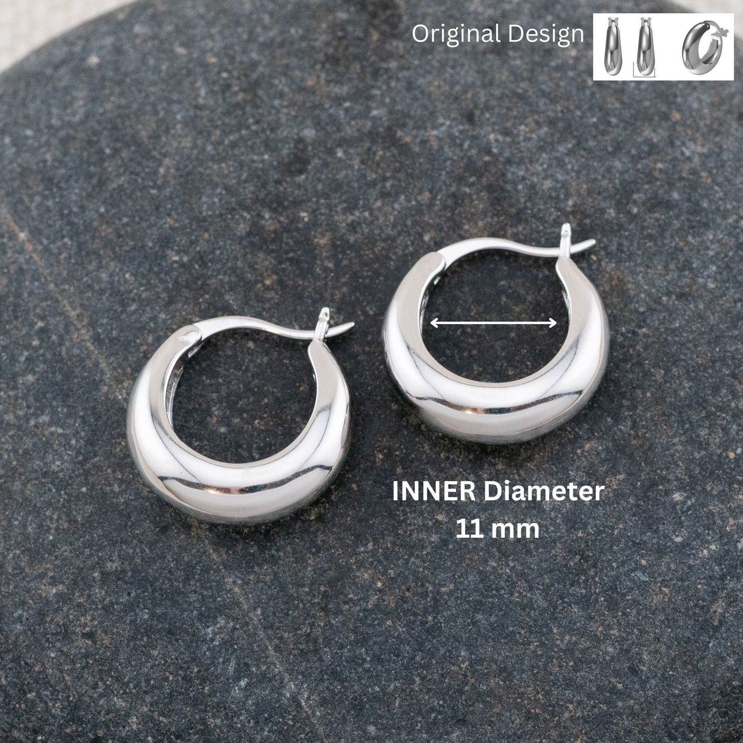 Chunky small gold hoops, Thick hoop earrings, chubby simple minimalist waterproof jewelry, Christmas giftful boxed, modern graduation gift