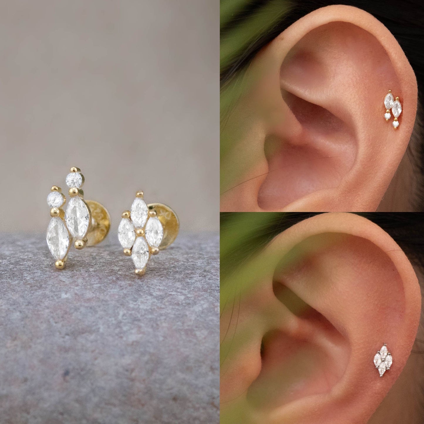 Tiny diamond cz flatback studs