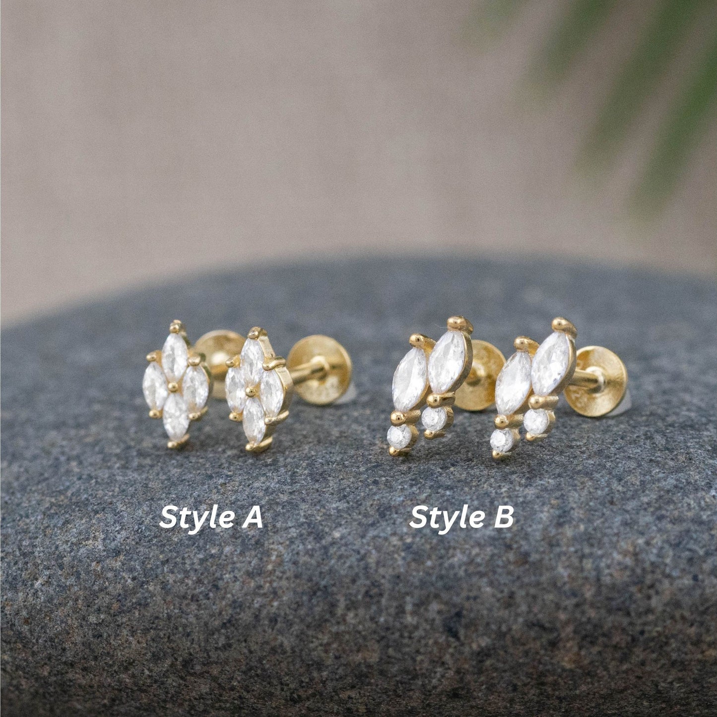 Tiny diamond cz flatback studs