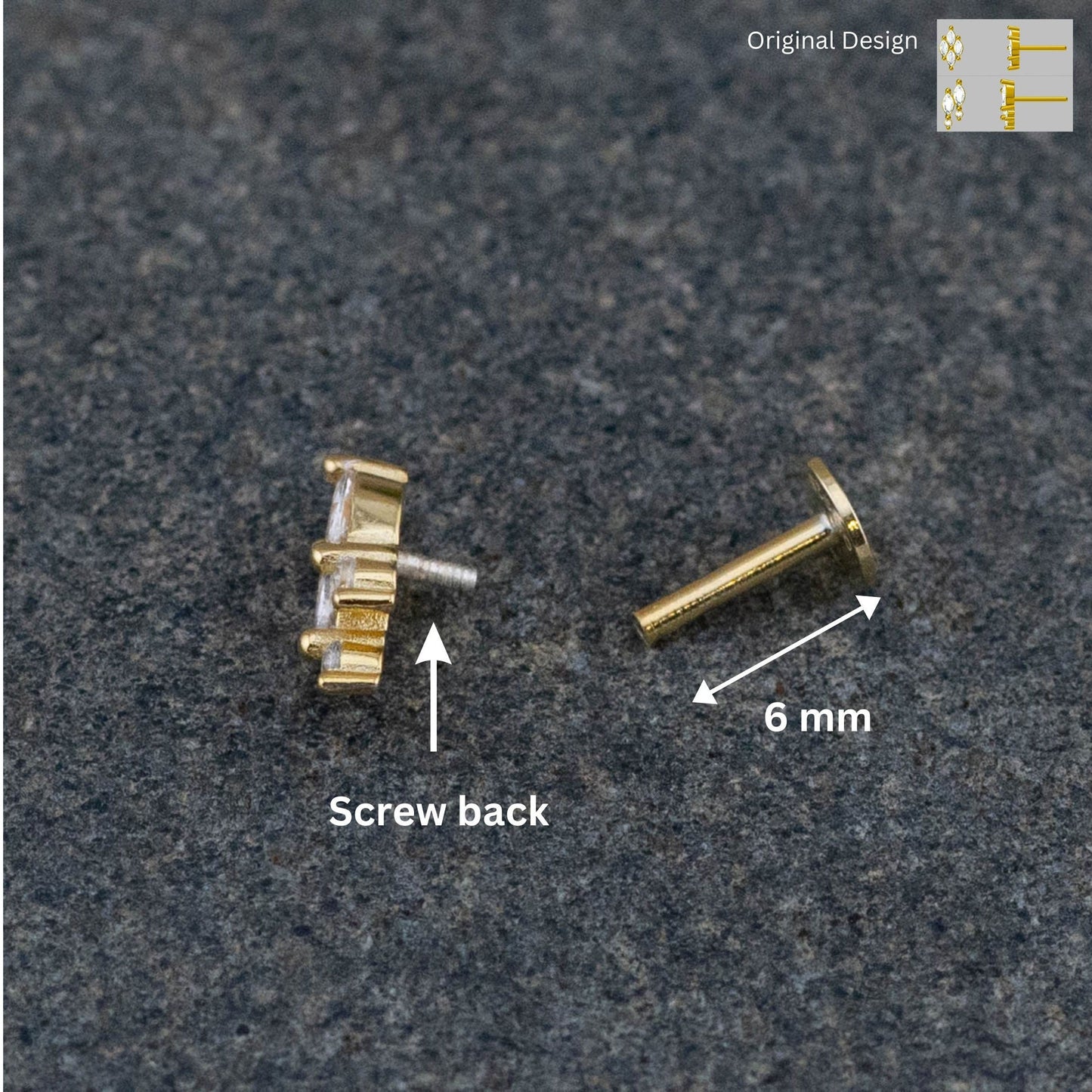 Tiny diamond cz flatback studs