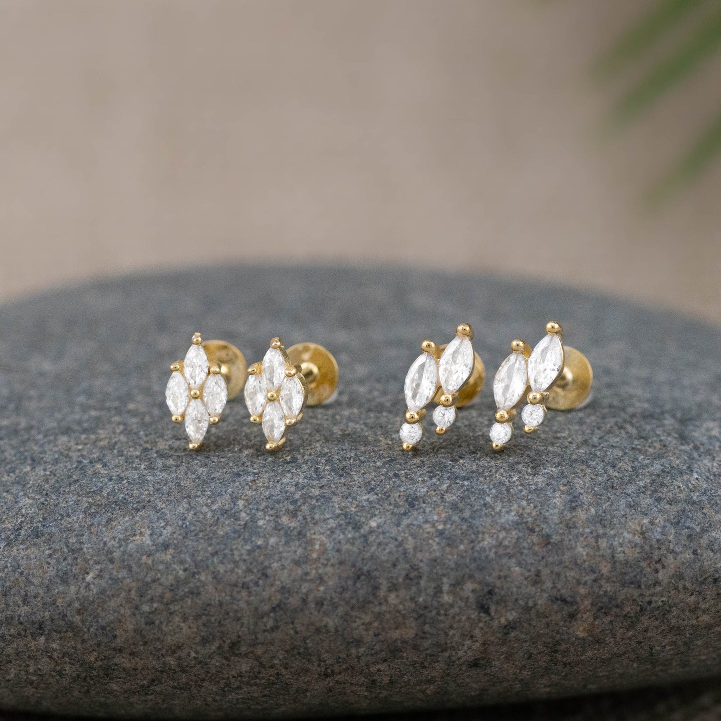Tiny diamond cz flatback studs