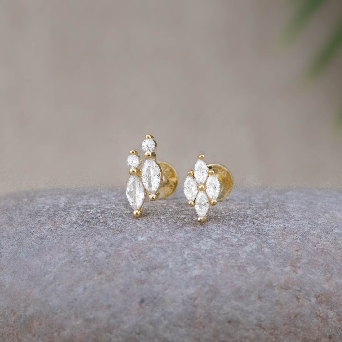 Tiny diamond cz flatback studs