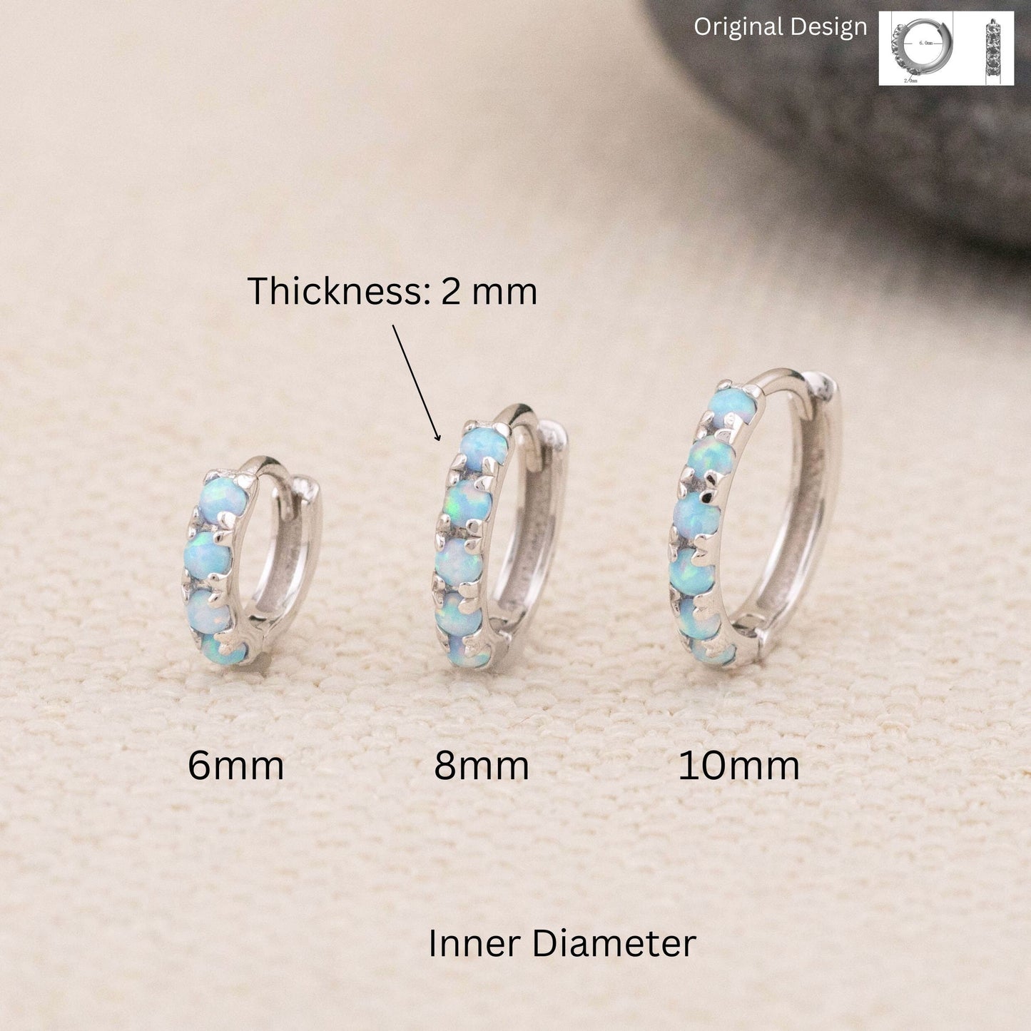 Dainty fire opal huggie hoops