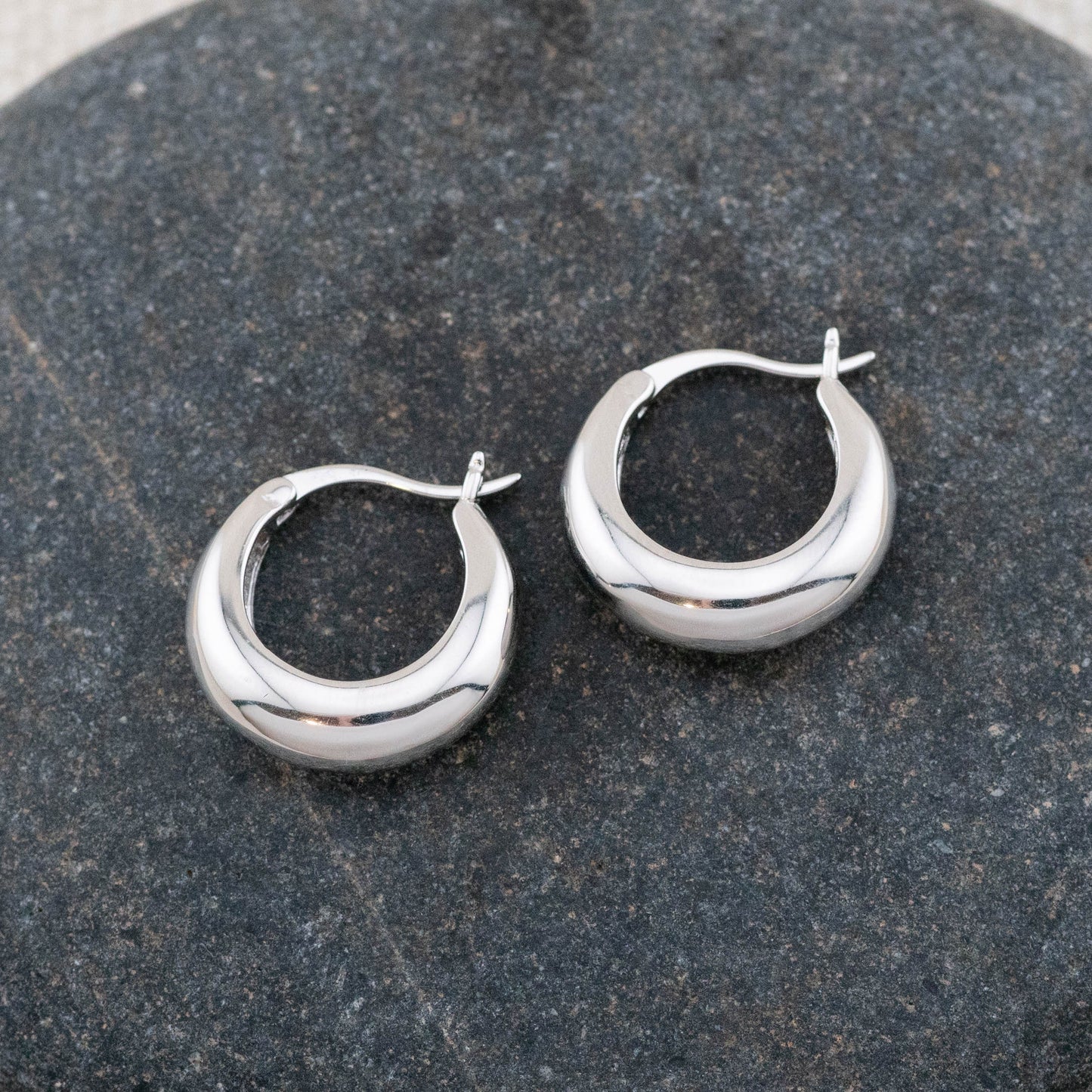 Chunky small gold hoops, Thick hoop earrings, chubby simple minimalist waterproof jewelry, Christmas giftful boxed, modern graduation gift