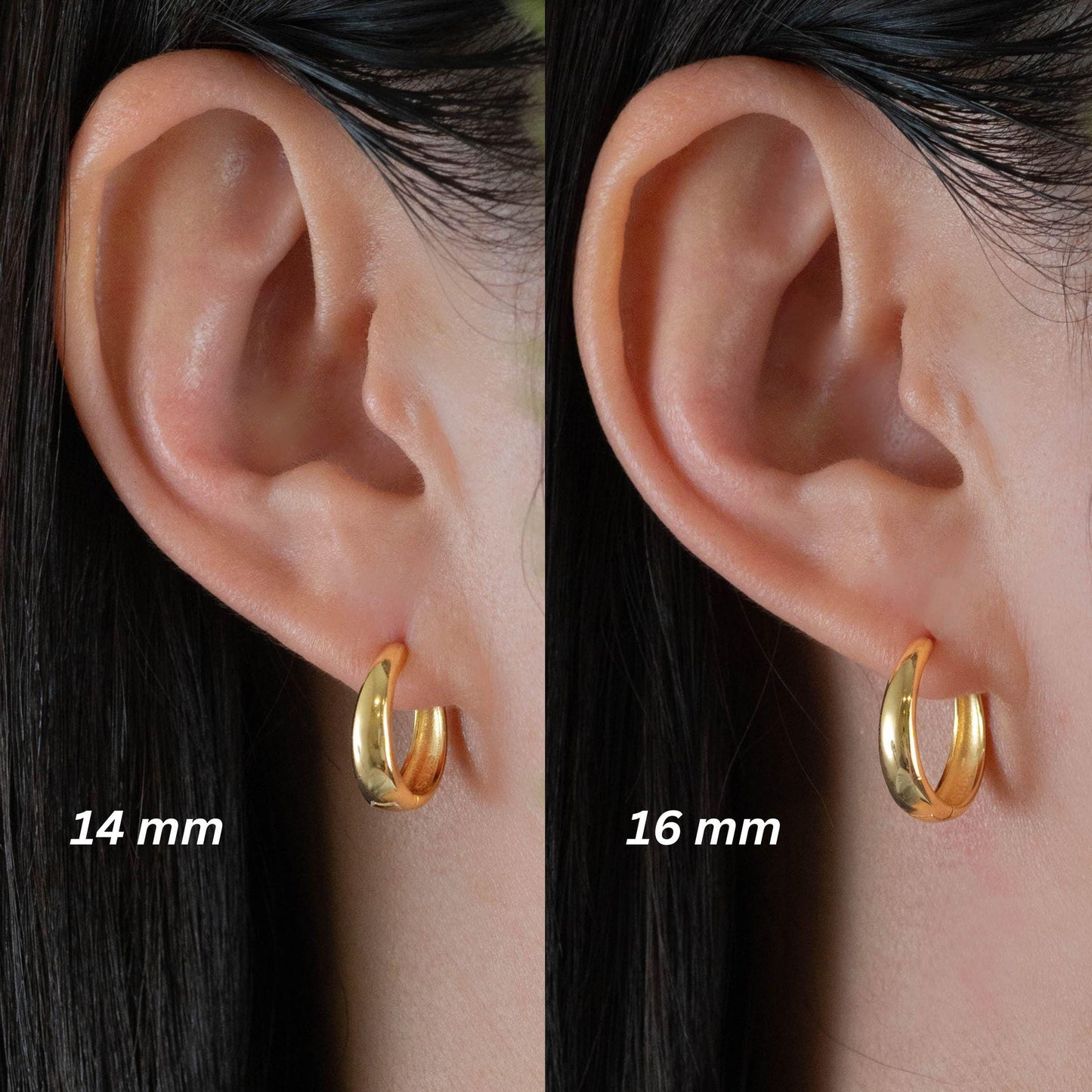 Teardrop clicker silver hoop earrings set