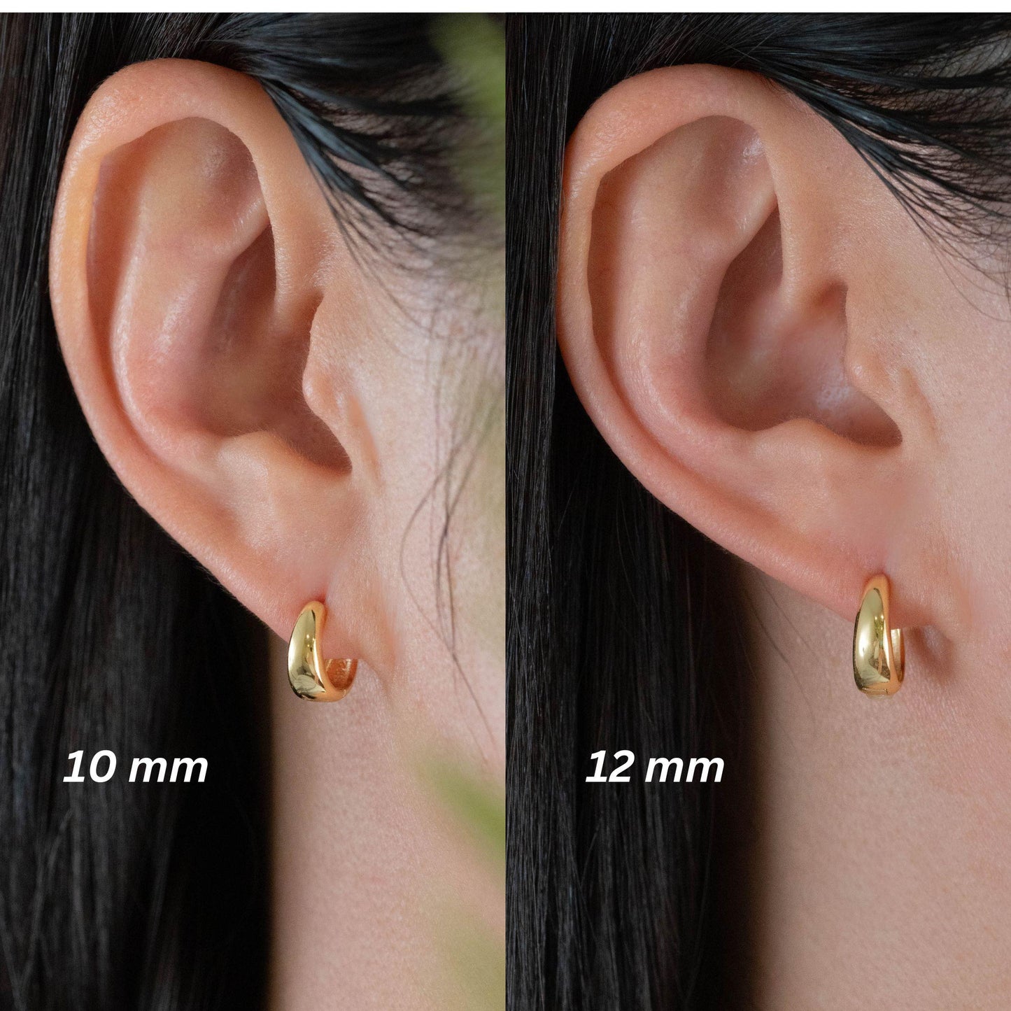 Teardrop clicker silver hoop earrings set