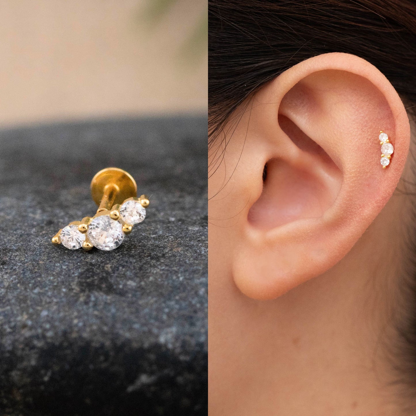 Tiny CZ flat back stud