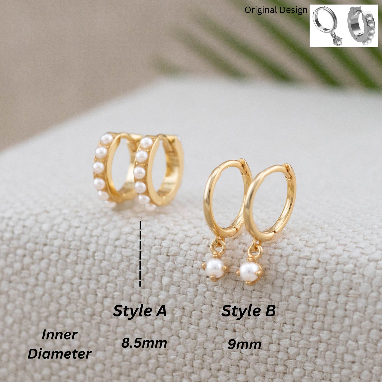 Pearl huggy earrings gift set