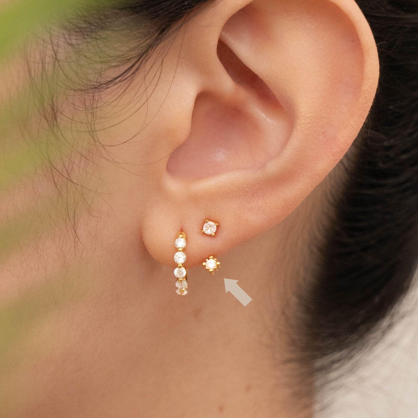 Tiny ear jacket earrings cz studs