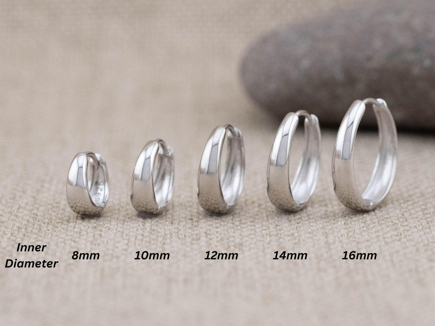 Teardrop clicker silver hoop earrings set