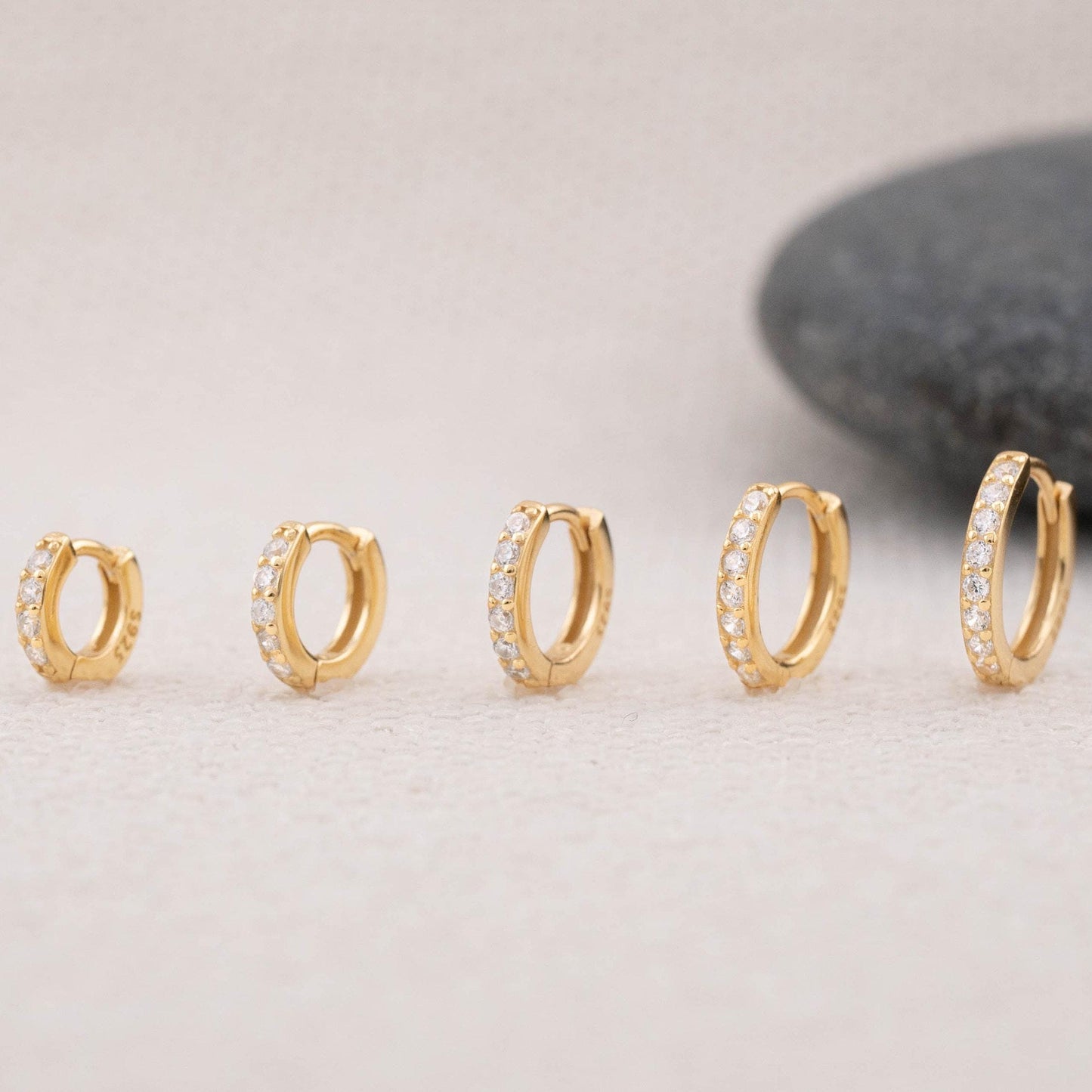 Pave hoop stacking earrings