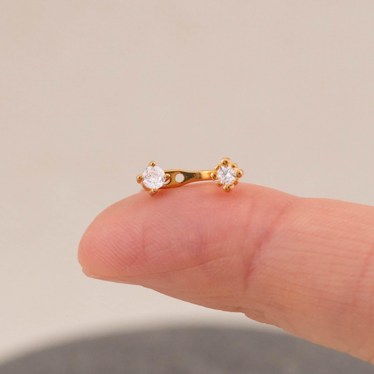 Tiny ear jacket earrings cz studs