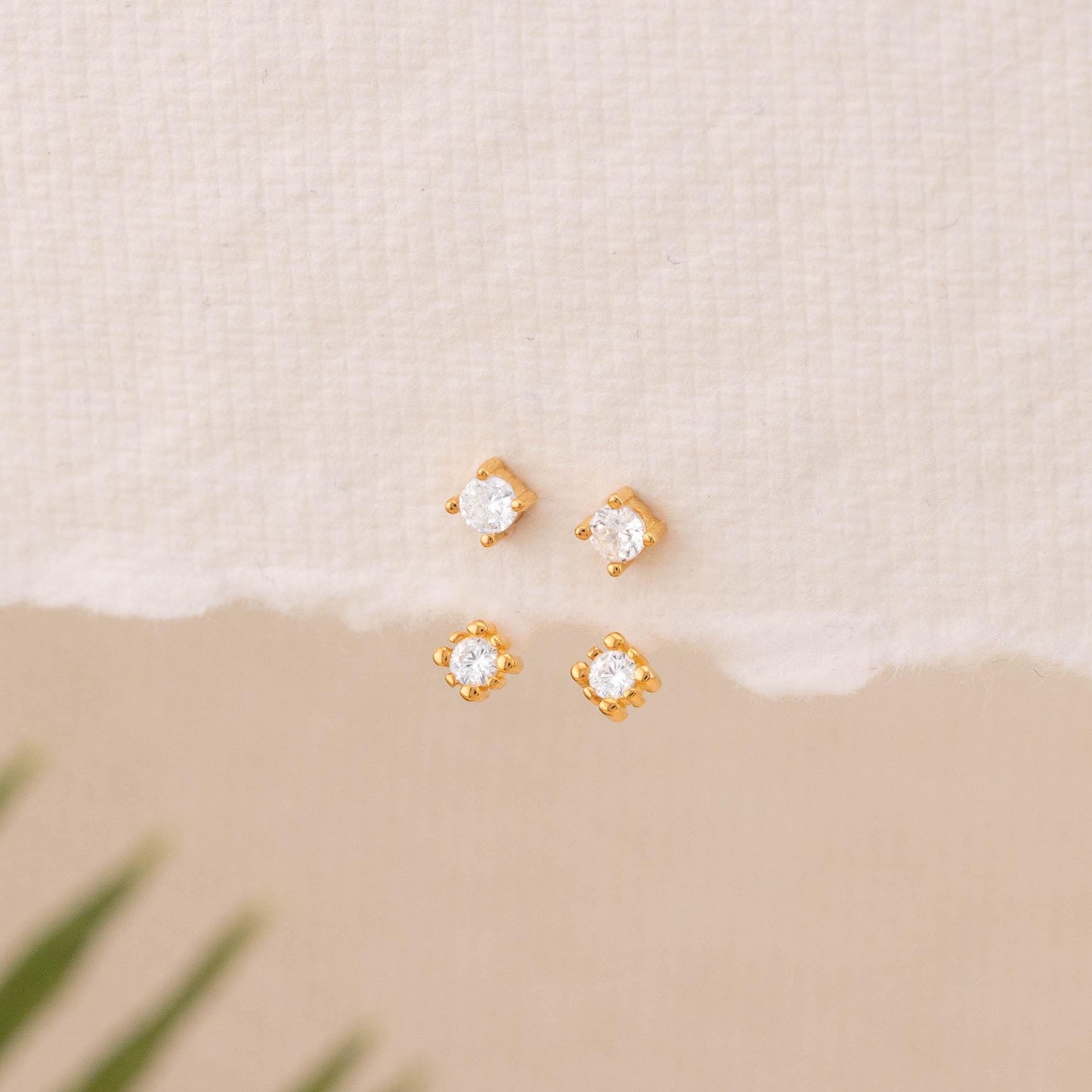 Tiny ear jacket earrings cz studs